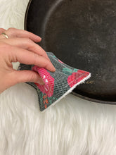Load image into Gallery viewer, Red Roses Floral Reusable Kitchen Sponges- Perfect for cleaning dishes, counters and Cast Iron Pots. Mesh side for extra cleaning power.
