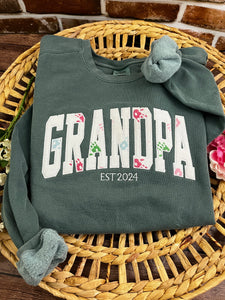 Curved Mama sweatshirt from Baby clothes - Onsies /Mommy / Daddy/ Grandma - Fabric Keepsake Sweatshirts - Applique from baby clothes Nana, Mimi