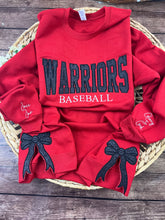 Load image into Gallery viewer, Custom Baseball Sweatshirt, Glitter Appliqué Team Name, Embroidered BASEBALL, Game Day Shirt, Sports Mom Gift, Personalized Jersey, Team Spirit
