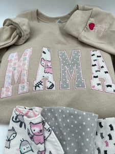 Curved Mama sweatshirt from Baby clothes - Onsies /Mommy / Daddy/ Grandma - Fabric Keepsake Sweatshirts - Applique from baby clothes Nana, Mimi