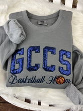 Load image into Gallery viewer, GCCS Basketball Mom Shirt | Navy Sequin GCCS | Basketball Mom Sweatshirt | Sequin Sports Mom Apparel | Custom School Spirit Wear Gloucester County Christian School
