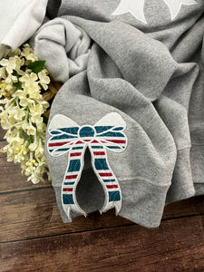 Nurse Bow sweatshirt with side bows from baby hospital swaddle Blanket-  RN labor delivery  Licensed Practical, CNA,  - Fabric Keepsake Sweatshirts - Applique