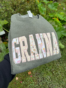Mama sweatshirt from Baby clothes - Onsies /Mommy / Daddy/ Grandma - Fabric Keepsake Sweatshirts - Applique from baby clothes Nana, Mimi