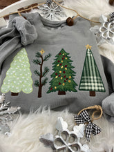Load image into Gallery viewer, Christmas Tree Applique Cozy Sweatshirt or T-Shirt | 4 Festive Embroidered Tree Designs | Holiday Shirt | Comfort Colors Tee -Gift Idea
