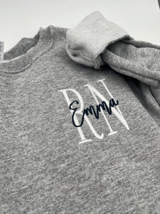 Custom Nurse Embroidered Sweatshirt – Left Chest Logo with Personalized Name and Credentials – Choose Shirt & Thread Colors - Nursing School