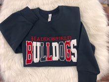 Load image into Gallery viewer, Haddonfield Bulldogs Block Letter Applique Crewneck | Embroidered Spirit Wear Fundraiser

