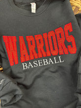 Load image into Gallery viewer, Custom Baseball Sweatshirt, Glitter Appliqué Team Name, Embroidered BASEBALL, Game Day Shirt, Sports Mom Gift, Personalized Jersey, Team Spirit
