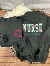 Load image into Gallery viewer, Nurse Quarter Zip sweatshirt or Full Zip hoodie from baby hospital swaddle Blanket-  RN labor delivery  Licensed Practical, CNA,  - Jacket
