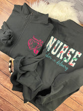 Load image into Gallery viewer, Nurse Quarter Zip sweatshirt or Full Zip hoodie from baby hospital swaddle Blanket-  RN labor delivery  Licensed Practical, CNA,  - Jacket
