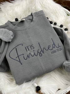 It is Finished - John 19:20 Christian Bible Scripture Embroidered  Shirt - Comfort Colors Embroidered Easter Resurrection Sunday
