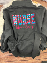 Load image into Gallery viewer, Nurse Quarter Zip sweatshirt or Full Zip hoodie from baby hospital swaddle Blanket-  RN labor delivery  Licensed Practical, CNA,  - Jacket
