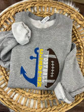 Load image into Gallery viewer, Clayton Football Sweatshirt Embroidered Half Anchor Center Text Half Ball Design Jerzees Comfort Colors Upgrade Hoodie Option
