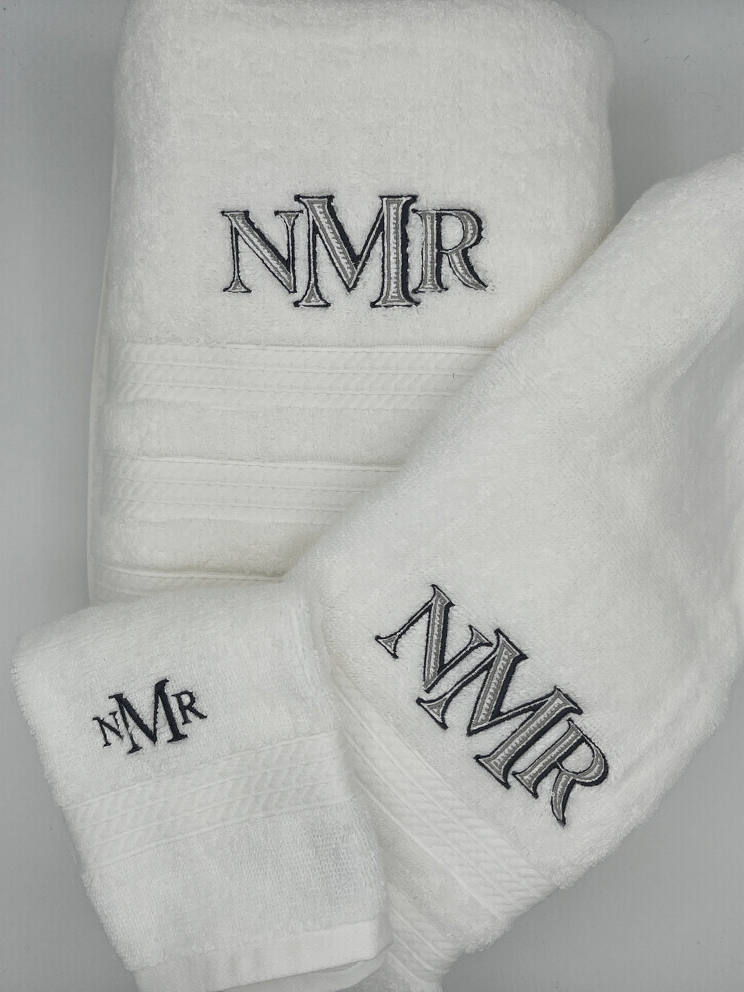 Personalized Bath Towel Set Monogramed - Embroidered 3pc. Oversized, Hand, Washcloth - Graduation, Wedding, Bridal Shower, Home warming Gift