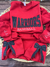 Load image into Gallery viewer, Custom Baseball Sweatshirt, Glitter Appliqué Team Name, Embroidered BASEBALL, Game Day Shirt, Sports Mom Gift, Personalized Jersey, Team Spirit
