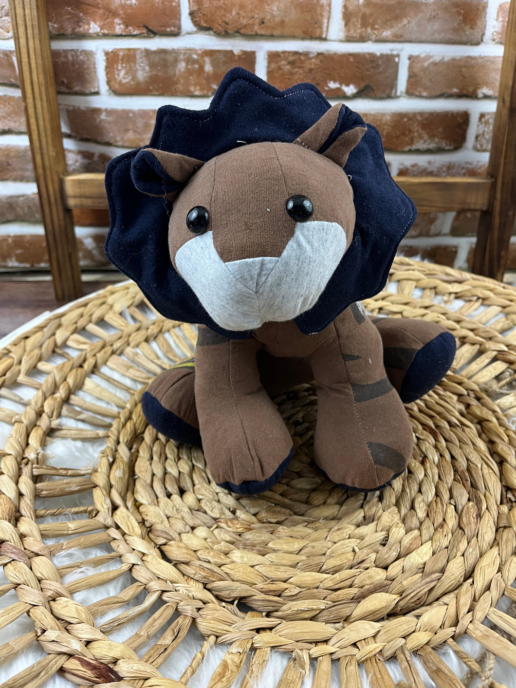 Memory Lion Keepsake Crafted From Clothing To Honor Loved Ones Or Celebrate Newborn Life With Optional Personalized Embroidery Upgrade