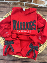 Load image into Gallery viewer, Custom Baseball Sweatshirt, Glitter Appliqué Team Name, Embroidered BASEBALL, Game Day Shirt, Sports Mom Gift, Personalized Jersey, Team Spirit
