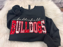 Load image into Gallery viewer, Haddonfield Bulldogs Mixed Fabric Applique Crewneck | Floral &amp; Gingham | Embroidered Spirit Wear Fundraiser

