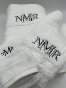 Personalized Bath Towel Set Monogramed - Embroidered 3pc. Oversized, Hand, Washcloth - Graduation, Wedding, Bridal Shower, Home warming Gift
