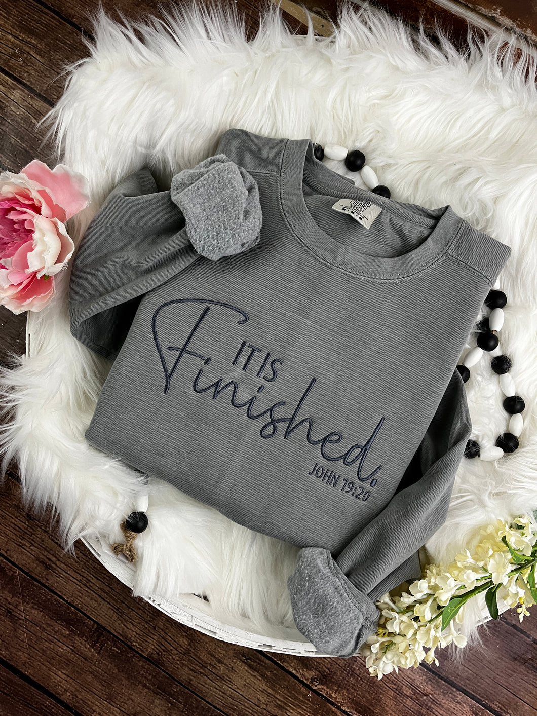 It is Finished - John 19:20 Christian Bible Scripture Embroidered  Shirt - Comfort Colors Embroidered Easter Resurrection Sunday