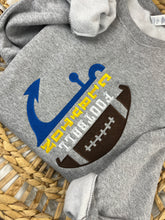 Load image into Gallery viewer, Clayton Football Sweatshirt Embroidered Half Anchor Center Text Half Ball Design Jerzees Comfort Colors Upgrade Hoodie Option
