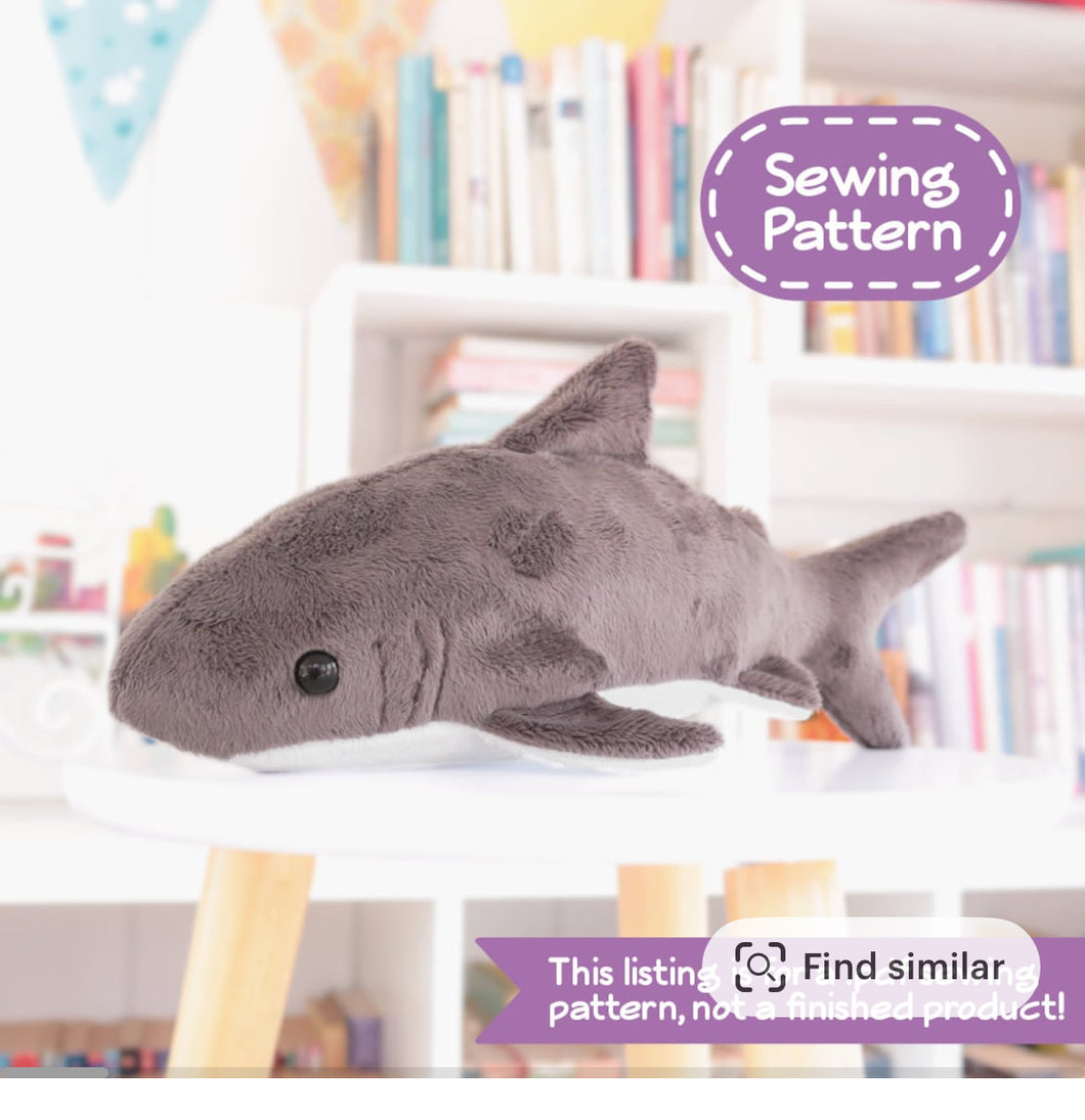 2lbs -15lbs Weighted  Shark- Stuffed Minky Animal Lap Pad -for Comfort, Special Needs, Sleep, Anxiety and Stress Relief - Custom Made