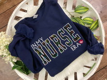 Load image into Gallery viewer, In My NURSE Era Embroidered Sweatshirt - Rainbow Heart EKG Heartbeats  Hospital, rn, crna, labor delivery  Licensed Practical, CNA, Applique
