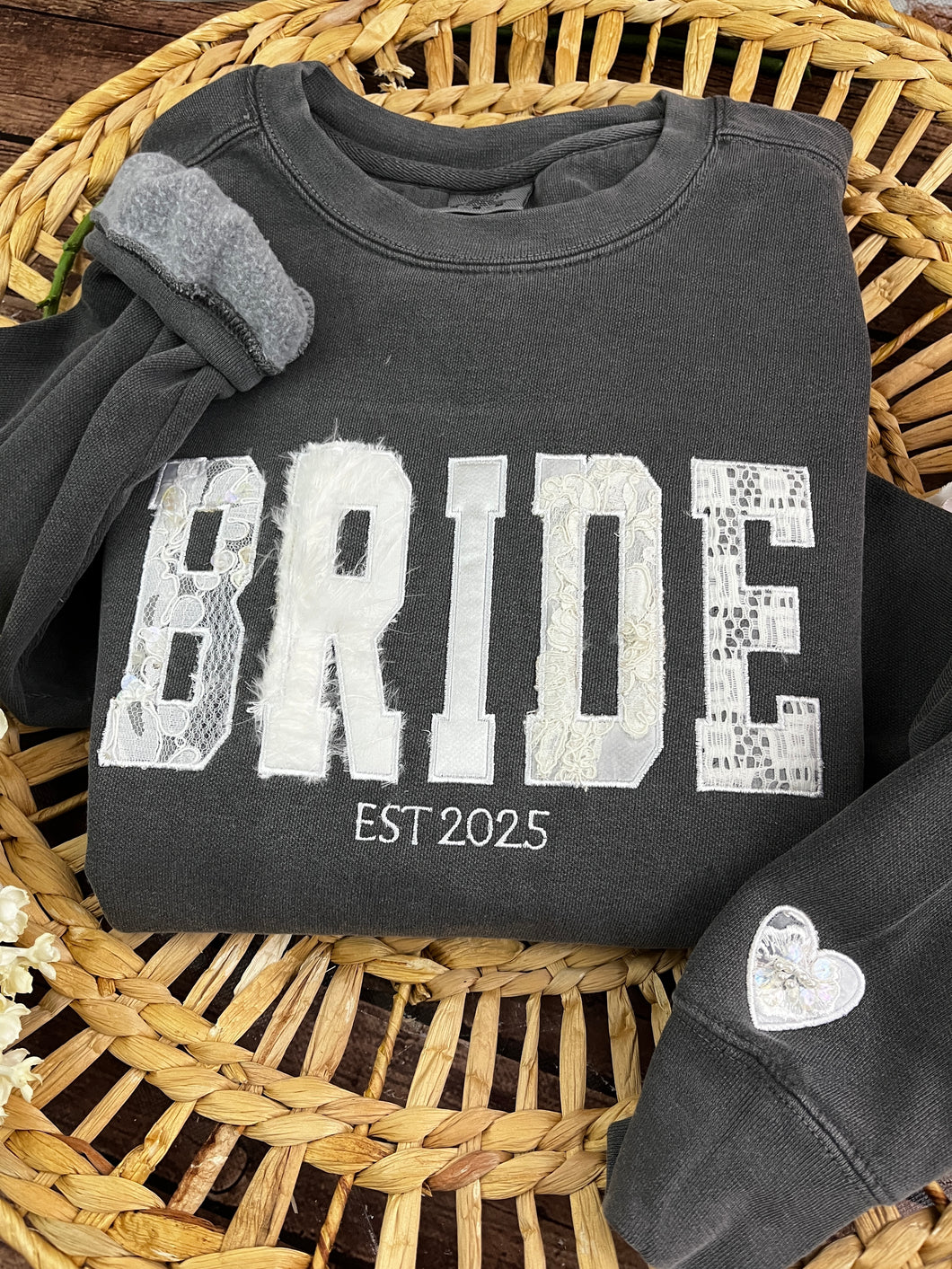 **Custom Memory Keepsake BRIDE Shirt – Wedding Dress Appliqué – Personalized Sweatshirt or T-Shirt – Anniversary Gift – Memorial Clothing Remembrance**