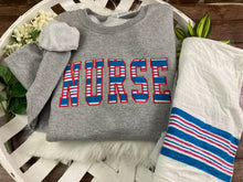 Load image into Gallery viewer, BULK ORDER of 10 or more - Nurse sweatshirt from Baby  - Hospital Blanket - Labor and Delivery RN NICU - Fabric Keepsake Sweatshirts - Applique
