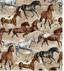 Wild Horses Running - Weighted Blanket or Lap Pad Cotton Fabric - Toddler, Child, Teen, Adult - Glass Beads Customizable