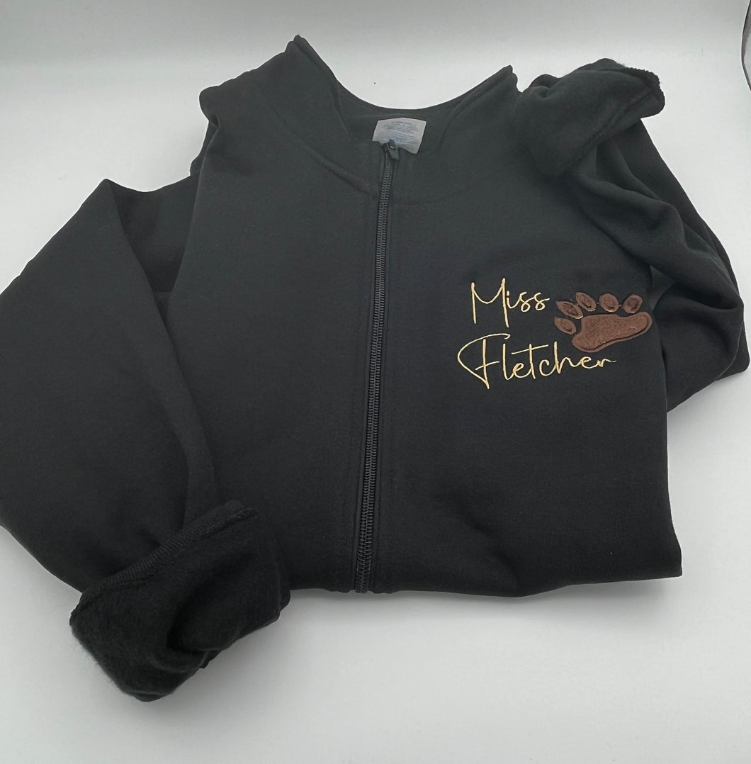 Personalized Bear Paw Embroidered Sweatshirt | Custom Teacher Jacket | Full Zip or Quarter Zip | Teacher Appreciation Gift
