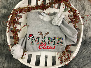 Mama Claus  Merry Christmas Embroidery Appliqué Holiday Shirt- Comfort Colors