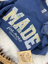 Load image into Gallery viewer, Made for More – Ephesians 2:10 | Floral Appliqué Christian Sweatshirt or T-Shirt
