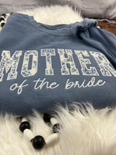 Load image into Gallery viewer, Mother of the Bride Floral Appliqué Shirt or Sweatshirt – Custom Wedding Apparel – Personalized Mother Wedding Outfit – Bridal Party Gift
