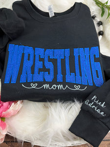 Wrestling Mom **Custom Glitter Embroidered Sports Mom Sweatshirt**