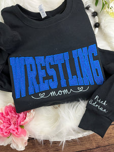 Wrestling Mom **Custom Glitter Embroidered Sports Mom Sweatshirt**