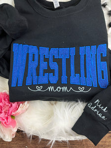 Wrestling Mom **Custom Glitter Embroidered Sports Mom Sweatshirt**