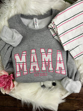 Load image into Gallery viewer, Curved MAMA Hospital Swaddle Blanket : MOM embroidered Custom Appliqué Nana -Daddy/ Grandma / Dad - Sweatshirts. Blanket supplied by us
