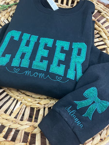 Cheer Mom **Custom Glitter Embroidered Sports Mom Sweatshirt**