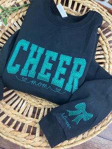 Cheer Mom **Custom Glitter Embroidered Sports Mom Sweatshirt**