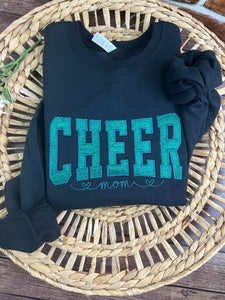 Cheer Mom **Custom Glitter Embroidered Sports Mom Sweatshirt**