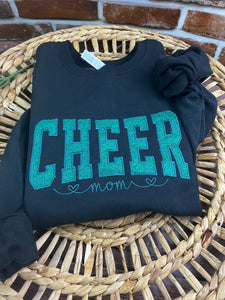 Cheer Mom **Custom Glitter Embroidered Sports Mom Sweatshirt**