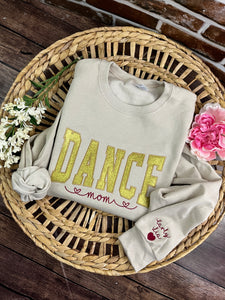 Dance Mom **Custom Glitter Embroidered Sports Mom Sweatshirt**