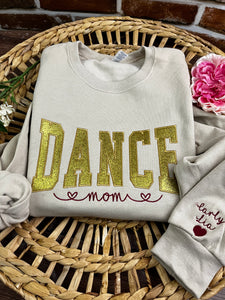 Dance Mom **Custom Glitter Embroidered Sports Mom Sweatshirt**