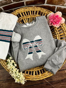 Nurse Bow sweatshirt from baby hospital swaddle Blanket-  RN labor delivery  Licensed Practical, CNA,  Fabric Keepsake Sweatshirts Applique