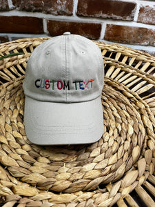 Custom Text *** Embroidered Hat Personalized Text Font Thread Color Adjustable Adams Dad Ponytail Trucker Cap Gift Business Logo Sports Team Name**