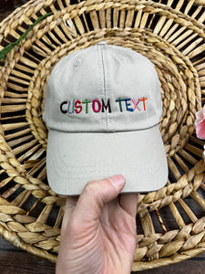 Custom Text *** Embroidered Hat Personalized Text Font Thread Color Adjustable Adams Dad Ponytail Trucker Cap Gift Business Logo Sports Team Name**