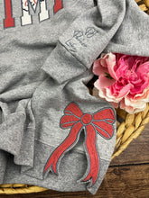 Load image into Gallery viewer, Add on item - Side Bows on sweatshirt made from Swaddle blanket or baby clothes, onesies, blankets, memory keepsake item.
