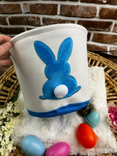 Load image into Gallery viewer, Personalized Easter Bunny Basket – Custom Embroidered Name - Pink, Blue, Green, Baby’s First Easter, Gift Basket, Egg Hunt Bag, Easter Decor
