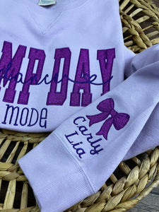 **Comp Day Dance Mode Glitter Embroidered Sweatshirt | Custom Dance Crew Shirt | Competition Day Gift | Personalized Dance Team Apparel**