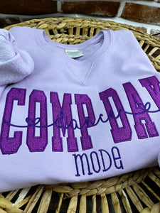 **Comp Day Dance Mode Glitter Embroidered Sweatshirt | Custom Dance Crew Shirt | Competition Day Gift | Personalized Dance Team Apparel**